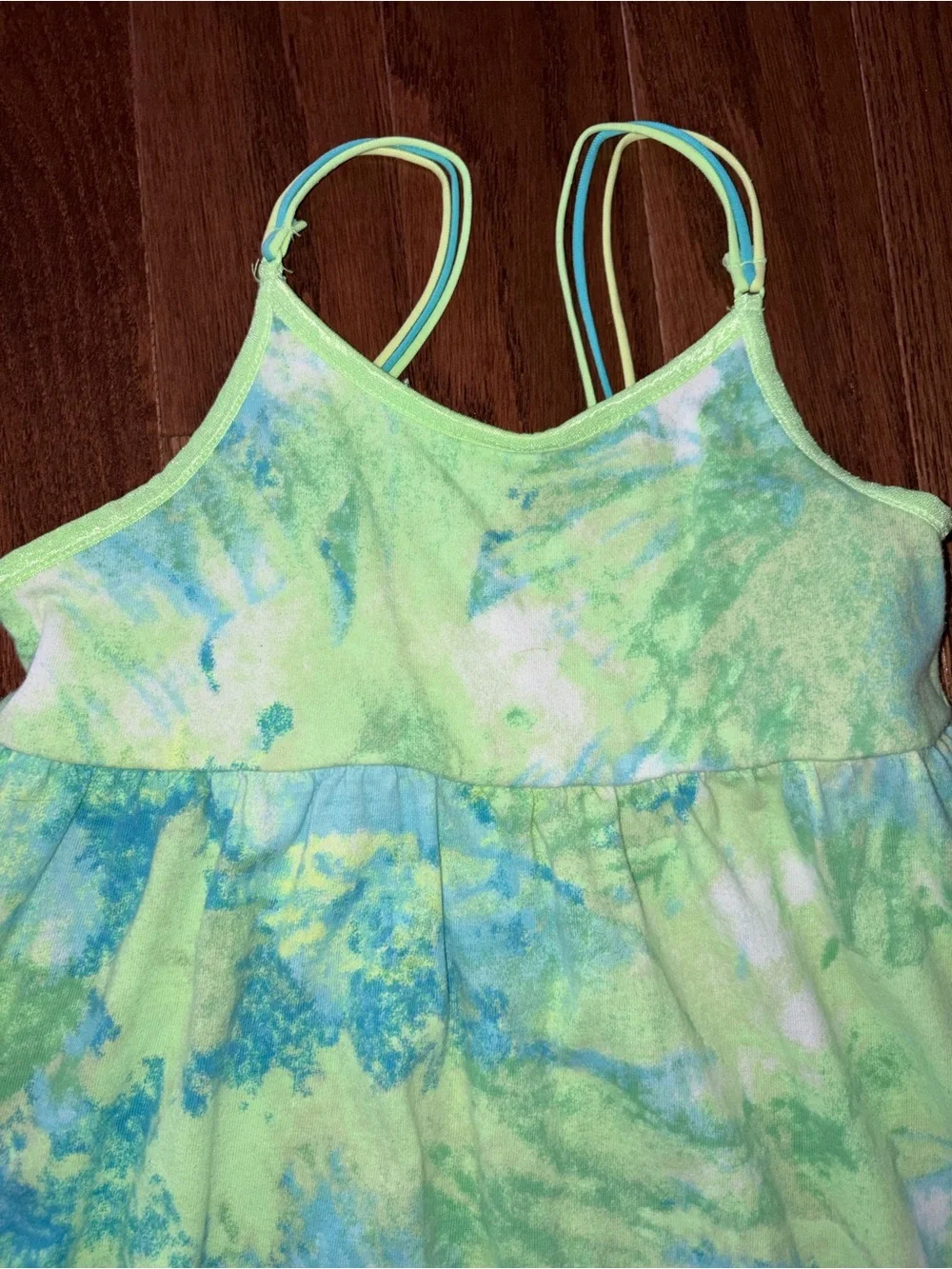 SO Girls' Tie-Dye Tank Maxi Dress - Green Blue Sz 7